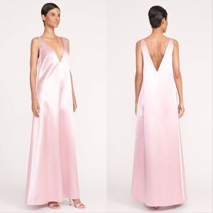 STAUD Pink V-Neck Sleeveless Maxi Dress